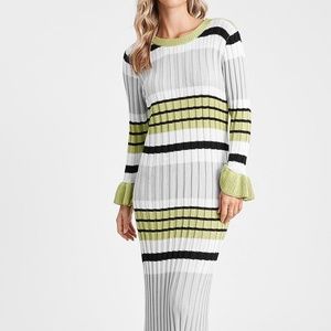 EnSaison Stripped Long Sleeve Pencil Dress